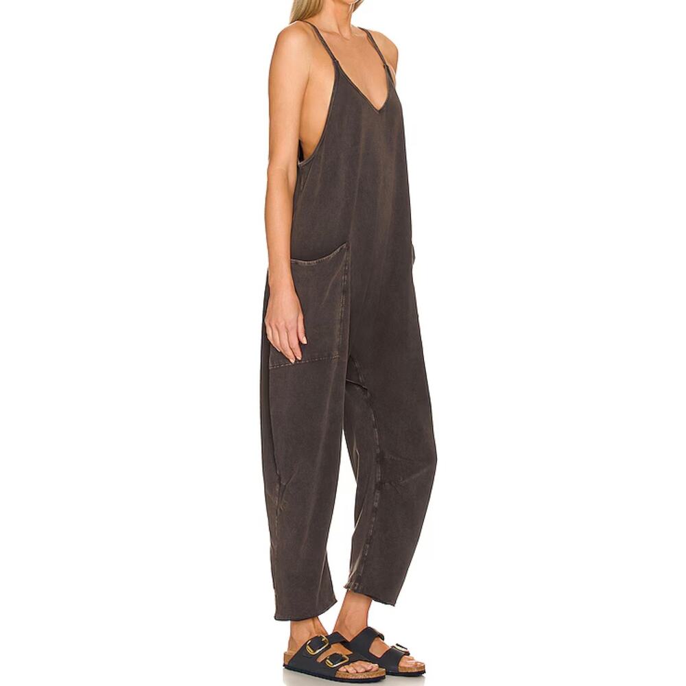 FP Movement Free People Washed Black Hot Shot Jumpsuit Size M - Picture 2 of 9